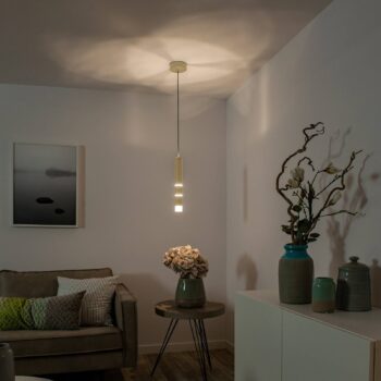 PURE Vega závesné LED svietidlo 1 cylinder, mosadz