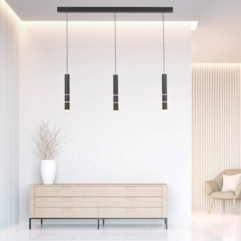 PURE Vega závesné LED svietidlo 3 cylindre, čierna