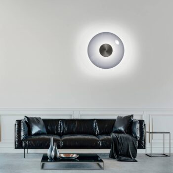 PURE Vitrum LED nástenné svietidlo, sivé, sklo/hliník, Ø 22 cm