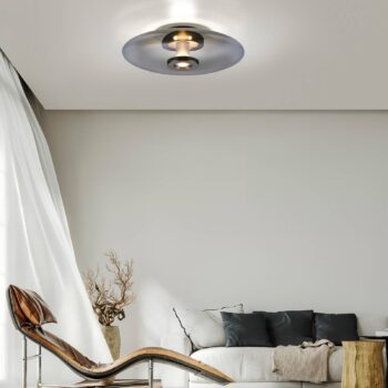PURE Vitrum LED stropné svietidlo, sivé, sklo/hliník, Ø 45 cm