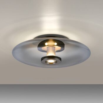 PURE Vitrum LED stropné svietidlo, sivé, sklo/hliník, Ø 45 cm