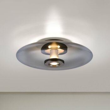 PURE Vitrum LED stropné svietidlo, sivé, sklo/hliník, Ø 45 cm