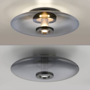 PURE Vitrum LED stropné svietidlo, sivé, sklo/hliník, Ø 45 cm