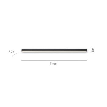 PURE stropné LED svetlo Lines, 110 cm, antracitová, CCT, diaľkové ovládanie