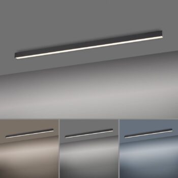 PURE stropné LED svetlo Lines, 110 cm, antracitová, CCT, diaľkové ovládanie
