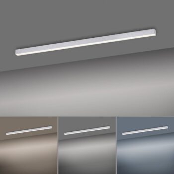 PURE stropné LED svetlo Lines, 110 cm, strieborná, CCT, diaľkové ovládanie