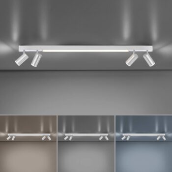 PURE stropné LED svetlo Lines, 120 cm, strieborné, diaľkové ovládanie