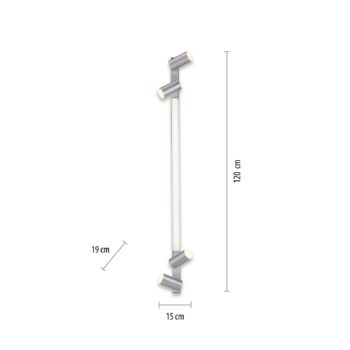 PURE stropné LED svetlo Lines, 120 cm, strieborné, diaľkové ovládanie