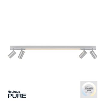 PURE stropné LED svetlo Lines, 120 cm, strieborné, diaľkové ovládanie