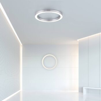 PURE stropné LED svetlo Lines, Ø 50 cm, strieborná, CCT