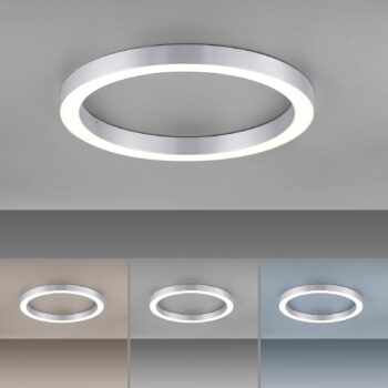 PURE stropné LED svetlo Lines, Ø 50 cm, strieborná, CCT