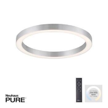 PURE stropné LED svetlo Lines, Ø 50 cm, strieborná, CCT