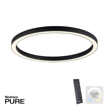 PURE stropné LED svetlo Lines, Ø 70 cm, antracitová, CCT, diaľkové ovládanie