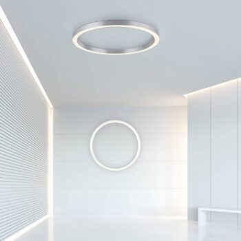 PURE stropné LED svetlo Lines, Ø 70 cm, strieborná, CCT