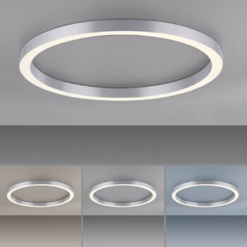 PURE stropné LED svetlo Lines, Ø 70 cm, strieborná, CCT