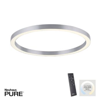 PURE stropné LED svetlo Lines, Ø 70 cm, strieborná, CCT