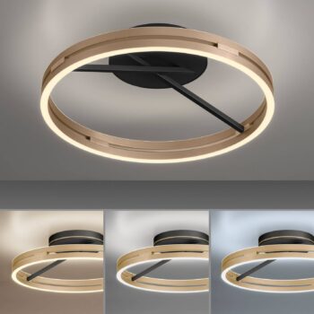PURE stropné LED svetlo Loop mosadz/čierna kov Ø 60 cm CCT