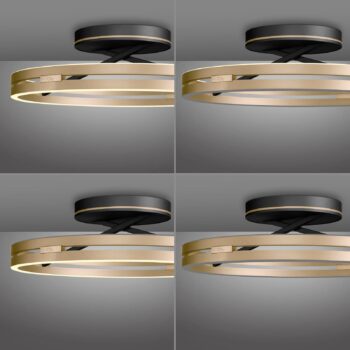 PURE stropné LED svetlo Loop mosadz/čierna kov Ø 60 cm CCT