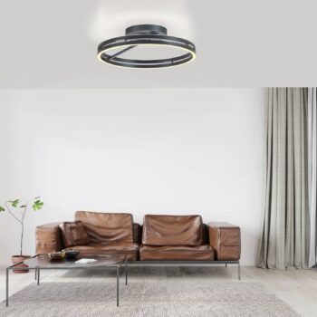 PURE stropné LED svetlo Loop, sivá, kov, Ø 60 cm, CCT