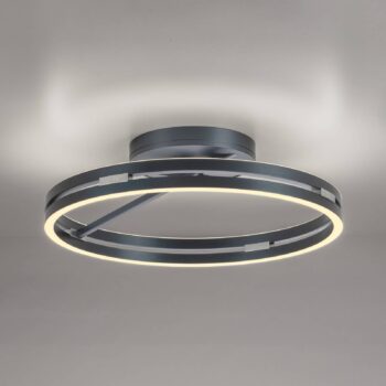 PURE stropné LED svetlo Loop, sivá, kov, Ø 60 cm, CCT