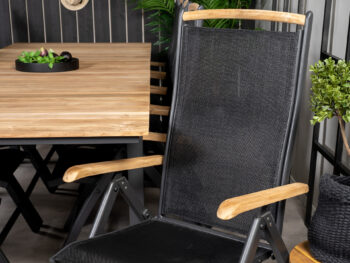 Panama polohovateľná stolička čierna / teak