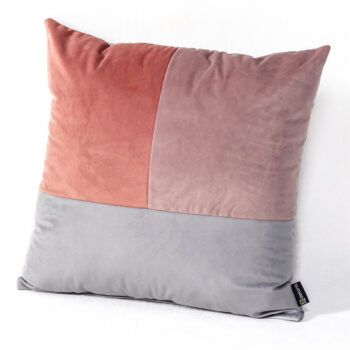 Patchwork štvorcový vankúš ružová sivá lila, 42 x 42 cm