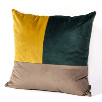 Patchworkový štvorcový vankúš zelenožltý béžový, 42 x 42 cm