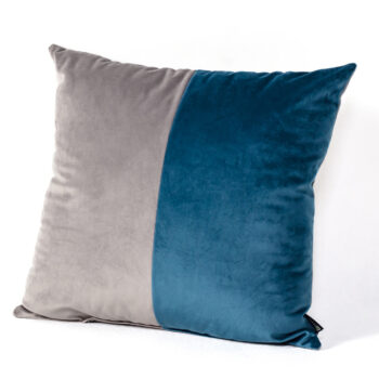 Patchworkový vankúš štvorcový sivomodrý, 42 x 42 cm