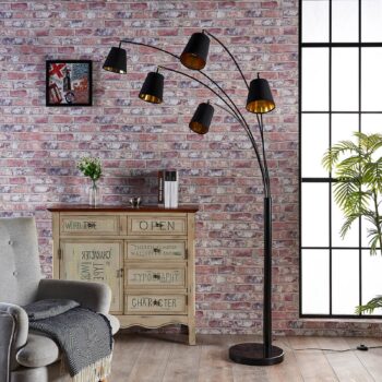 Päťsvetlová textilná stojacia lampa Tinne