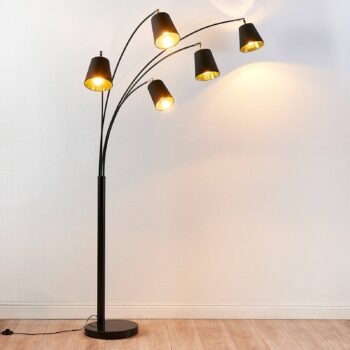 Päťsvetlová textilná stojacia lampa Tinne