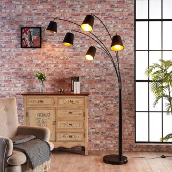 Päťsvetlová textilná stojacia lampa Tinne