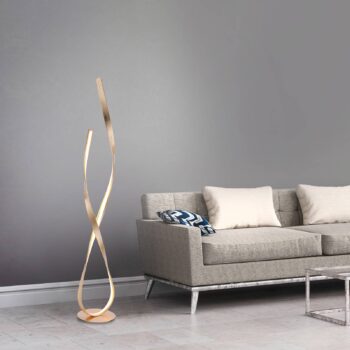 Paul Neuhaus LED stojacia lampa Linda, zlatá, kov, stmievateľná