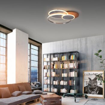 Paul Neuhaus LED stropné svietidlo Palma, drevo, CCT, 65 cm, stmievateľné