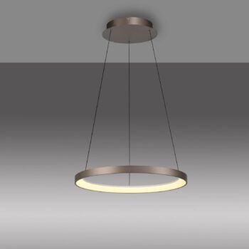 Paul Neuhaus LED závesná lampa Hoop, hnedá, Ø 57 cm, stmievateľná