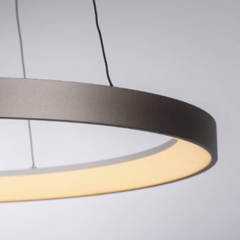 Paul Neuhaus LED závesná lampa Hoop, hnedá, Ø 57 cm, stmievateľná