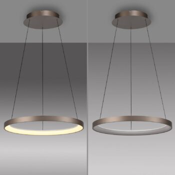 Paul Neuhaus LED závesná lampa Hoop, hnedá, Ø 57 cm, stmievateľná