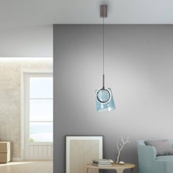 Paul Neuhaus LED závesná lampa Zula, modrá, Ø 15 cm, sklo