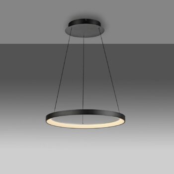 Paul Neuhaus LED závesné svietidlo Hoop, čierne, Ø 57 cm, stmievateľné