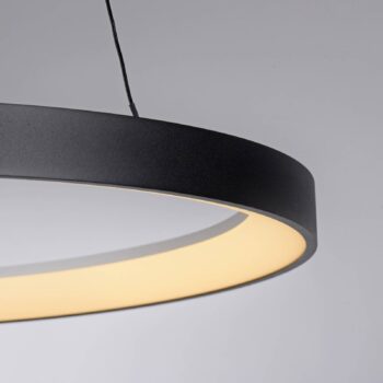 Paul Neuhaus LED závesné svietidlo Hoop, čierne, Ø 57 cm, stmievateľné
