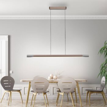 Paul Neuhaus LED závesné svietidlo Hoop, hnedé, 128 cm, stmievateľné