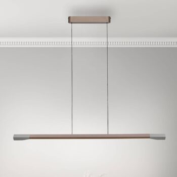 Paul Neuhaus LED závesné svietidlo Hoop, hnedé, 128 cm, stmievateľné