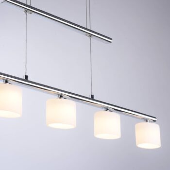 Paul Neuhaus LED závesné svietidlo Hydra, oceľová farba, sklo, 80 cm