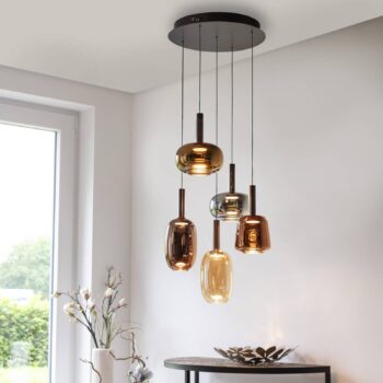 Paul Neuhaus LED závesné svietidlo Irides, Ø 55 cm, farebné, sklo