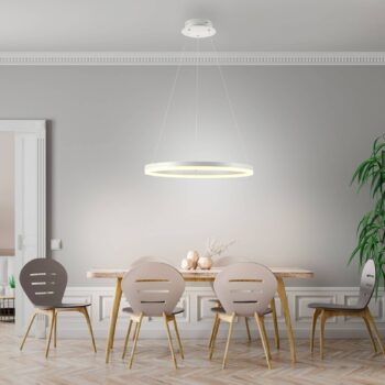 Paul Neuhaus LED závesné svietidlo Titus, Ø 60 cm, biele, stmievateľné