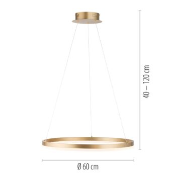 Paul Neuhaus LED závesné svietidlo Titus, Ø 60 cm, mosadz, stmievateľné