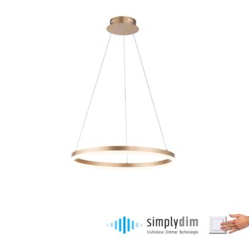 Paul Neuhaus LED závesné svietidlo Titus, Ø 60 cm, mosadz, stmievateľné