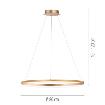 Paul Neuhaus LED závesné svietidlo Titus, Ø 80 cm, mosadz, stmievateľné
