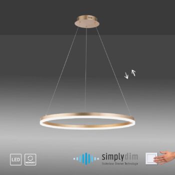Paul Neuhaus LED závesné svietidlo Titus, Ø 80 cm, mosadz, stmievateľné