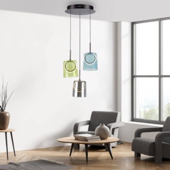 Paul Neuhaus LED závesné svietidlo Zula, Ø 40 cm, farebné, 3 svetlá.