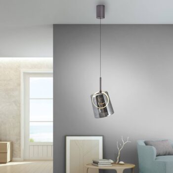 Paul Neuhaus LED závesné svietidlo Zula, dymová sivá, Ø 15 cm, sklo